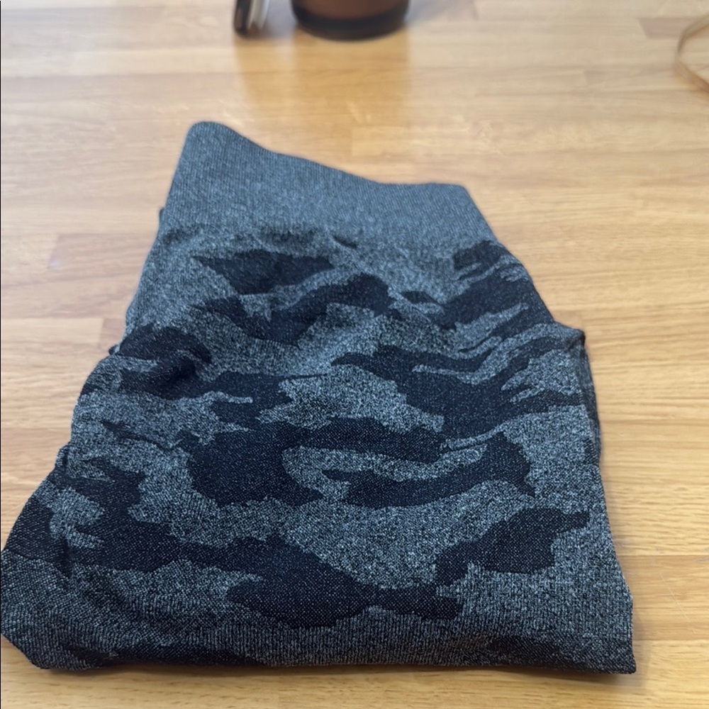 Gray and Black Camouflage Leggings